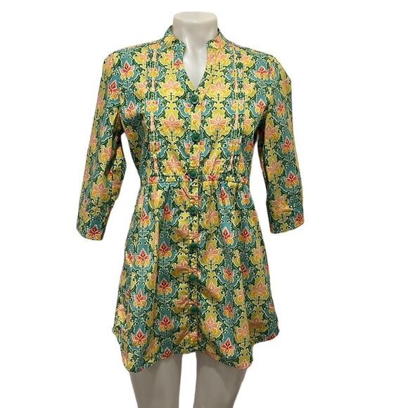 Matilda Jane button down green acres tunic top / dress size small - Picture 1 of 8
